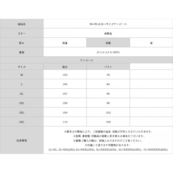 M-4XL大きいサイズワンピース