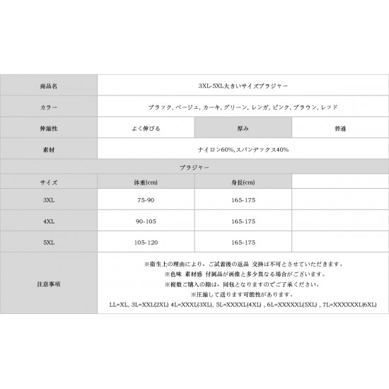 3XL-5XL大きいサイズブラジャー