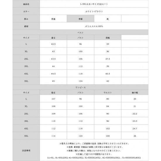 L-5XL大きいサイズ2点セット