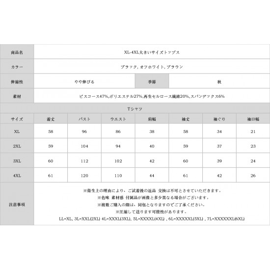 XL-4XL大きいサイズトップス