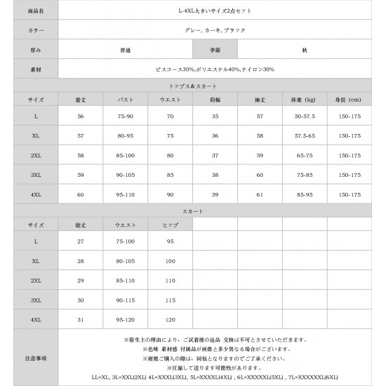 L-4XL大きいサイズ2点セット